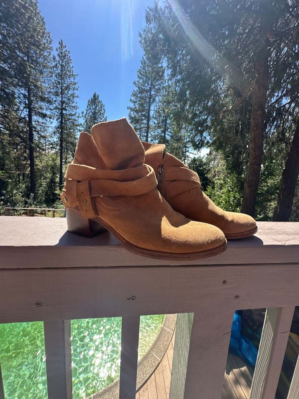 UGG Elora Chestnut Suede Ankle Wrap Booties
